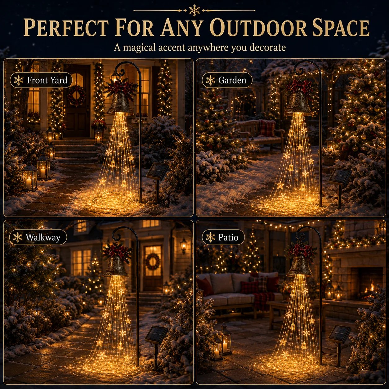 🔥Buy 2 Get 49% OFF🔥🎄 Christmas Bell Cascade Solar Yard Light✨