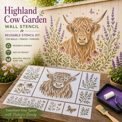 🔥 LAST DAY 49% OFF – 🌿Reusable Animal Garden Wall Stencil Kit | Bring Plain Walls, Fences & Porches to Life with Charming Animal & Floral Murals 🐾🌸✨