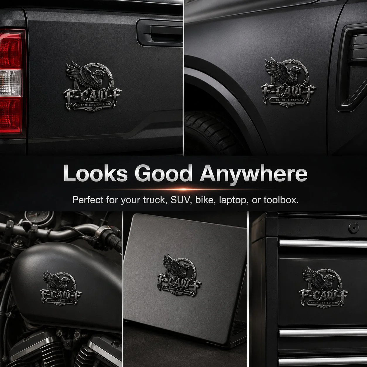 🦅 F-CAW-FTM Midnight Edition Metal Emblem - Premium Raven Badge For Drivers With Attitude