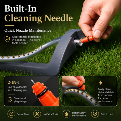 Large Coverage Oscillating Yard Sprinkler (Up to 32ft) - 19 Precision Nozzles with Built-In Unclogging Pin