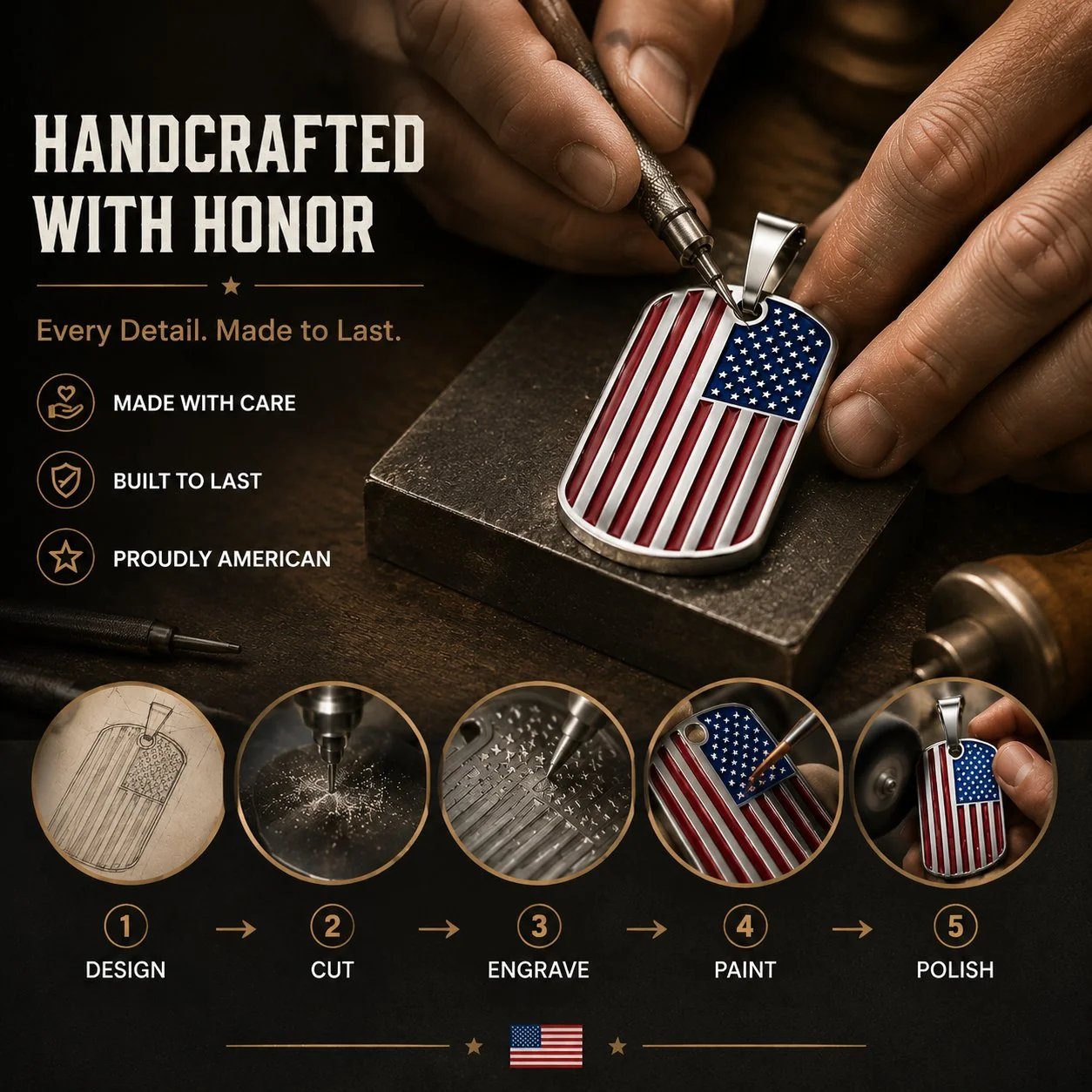 Handcrafted Flag Pendant