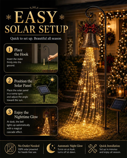 🔥Buy 2 Get 49% OFF🔥🎄 Christmas Bell Cascade Solar Yard Light✨