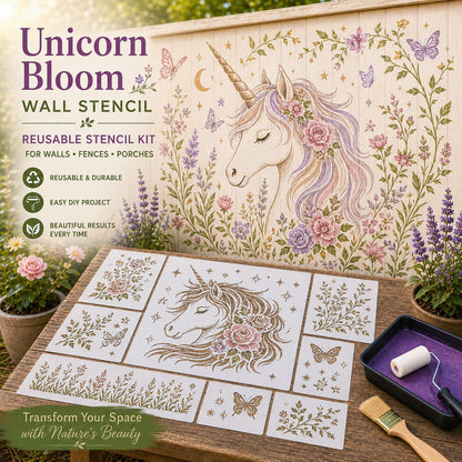🔥 LAST DAY 49% OFF – 🌿Reusable Animal Garden Wall Stencil Kit | Bring Plain Walls, Fences & Porches to Life with Charming Animal & Floral Murals 🐾🌸✨