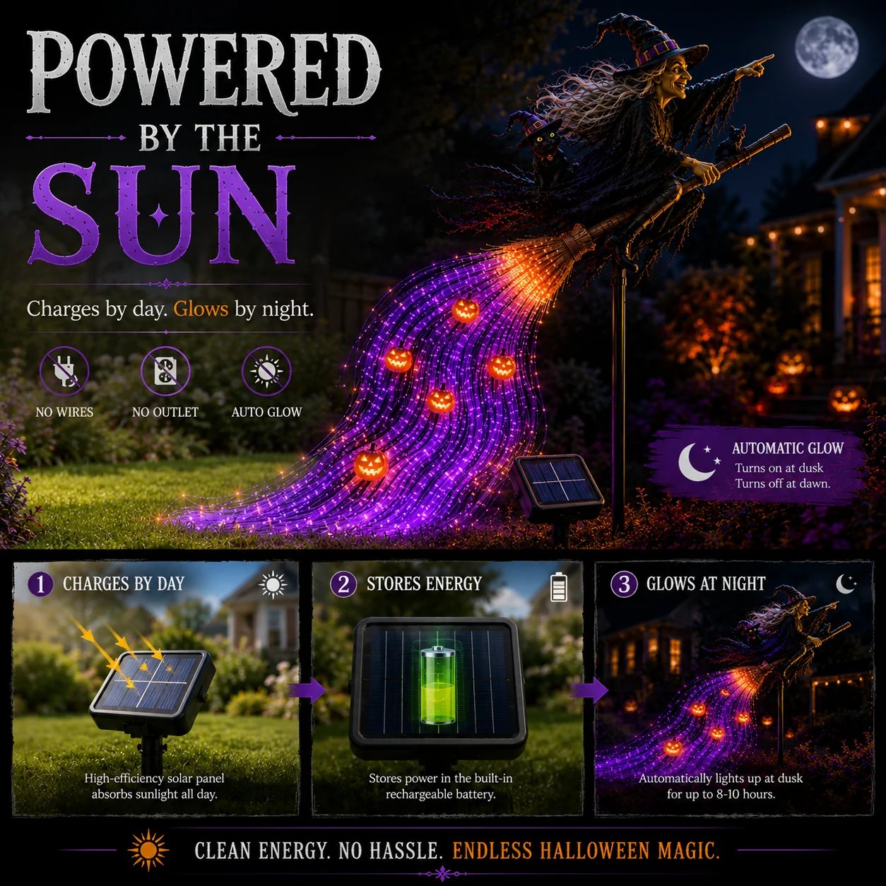 🎃Last Day 50% OFF - Witch’s Magic Trail™ ✨ Solar Fiber Optic Yard Light