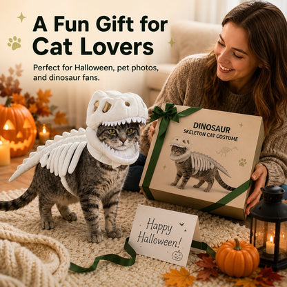 Glow in the Dark Dinosaur Skeleton Cat Costume