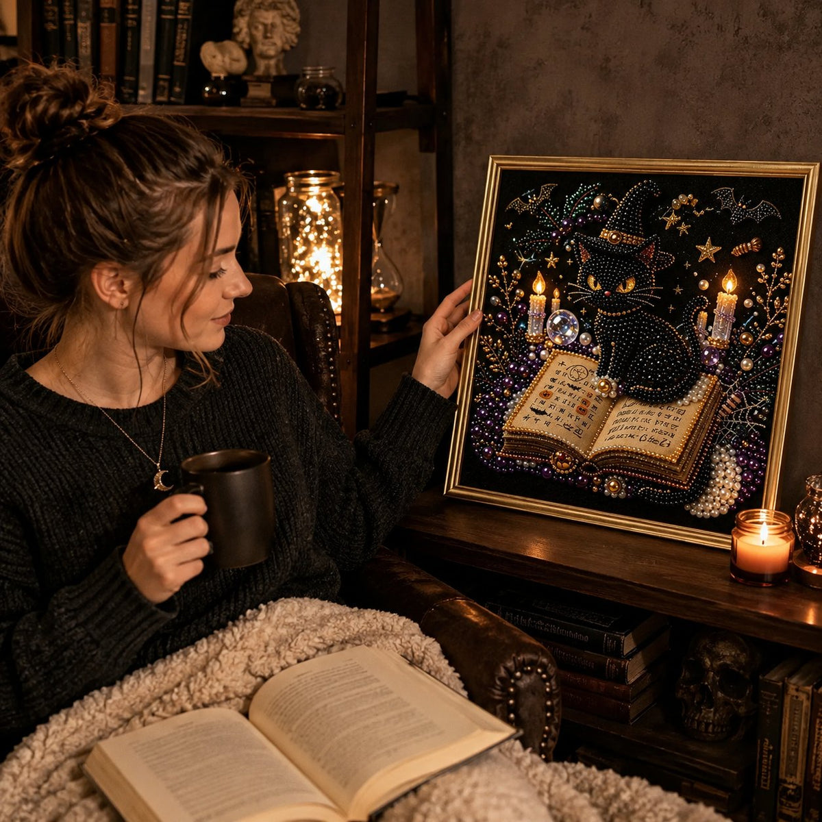 🔥 LAST DAY 49% OFF – 🖤 Premium 3D Pearl Dark Gothic Diamond Painting Art Kit