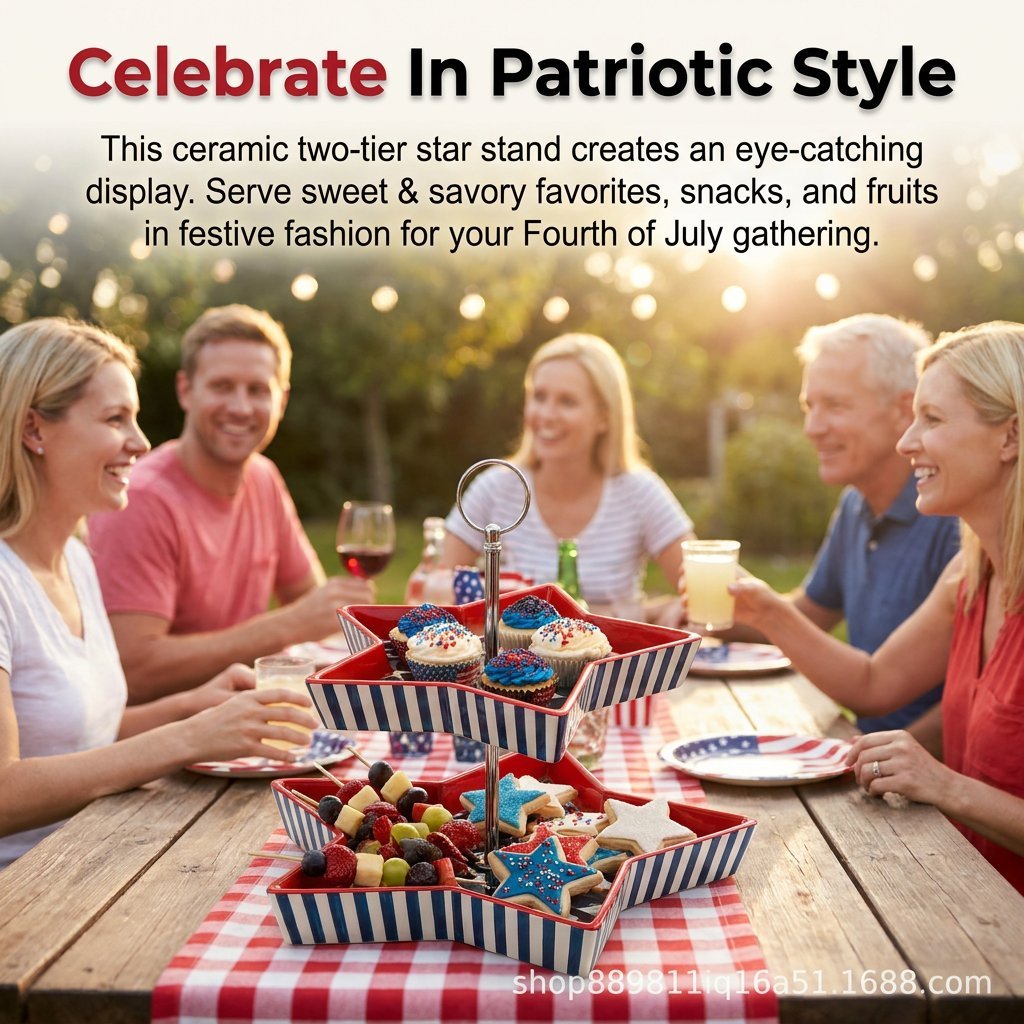 🏆 50K+ SOLD! Almost Gone🔥250th American Legacy Star Tray | Patriotic Two-Tier Serving Sculpture
