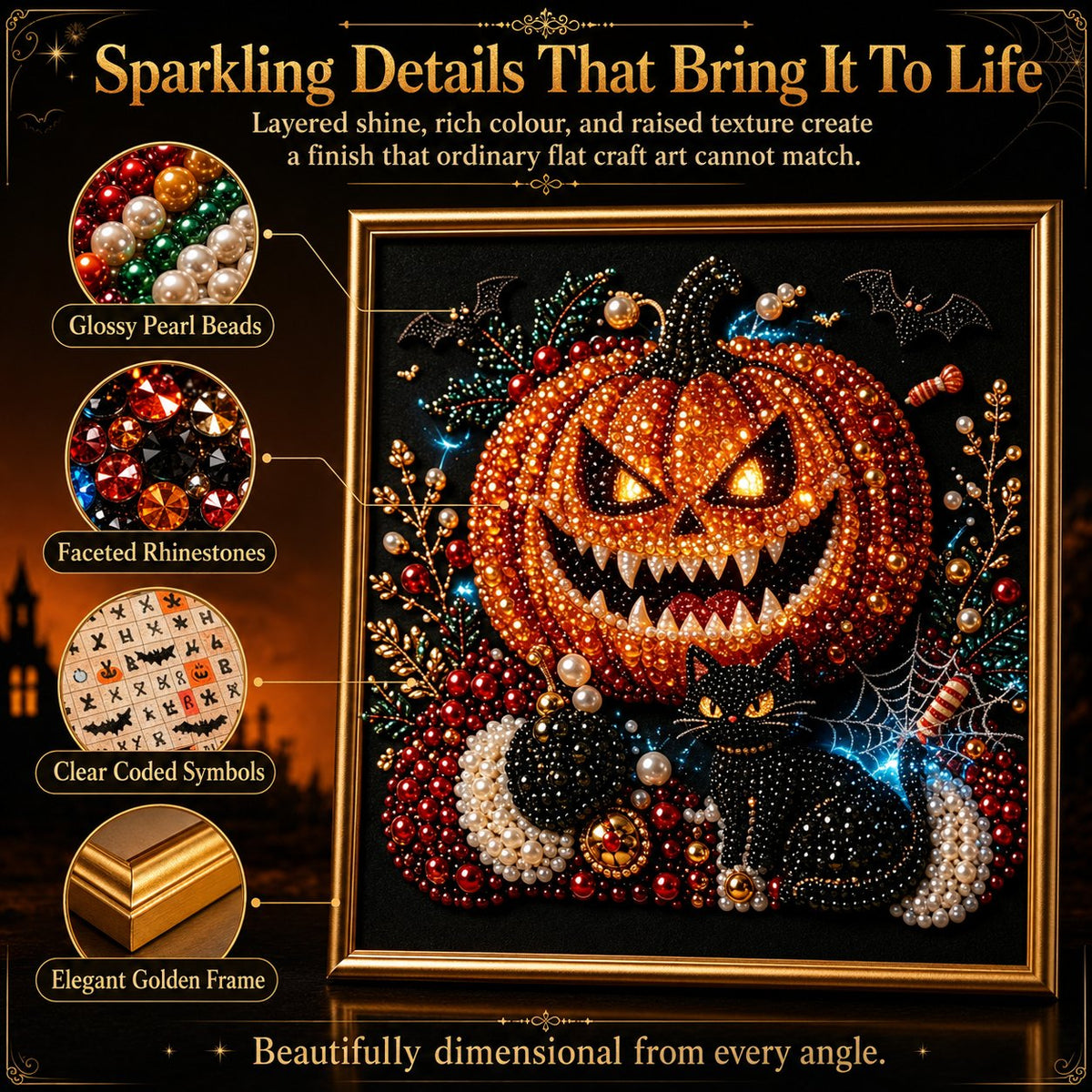 🔥 LAST DAY 49% OFF – 🖤 Premium 3D Pearl Dark Gothic Diamond Painting Art Kit