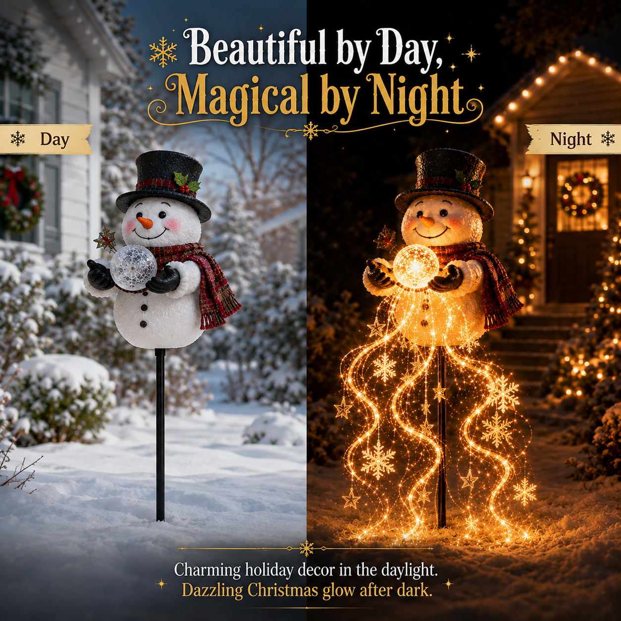 🎄Last day 49% OFF⛄Snowman Magic Fountain™-Flowing Snowflake LED Christmas Garden Light❄️