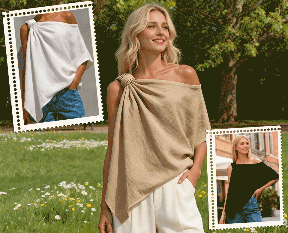 The Elegance cotton-linen one-shoulder top