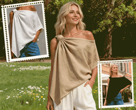 The Elegance cotton-linen one-shoulder top