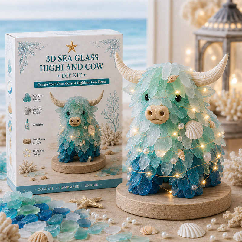 DIY 3D Sea Glass Highland Cow Kit